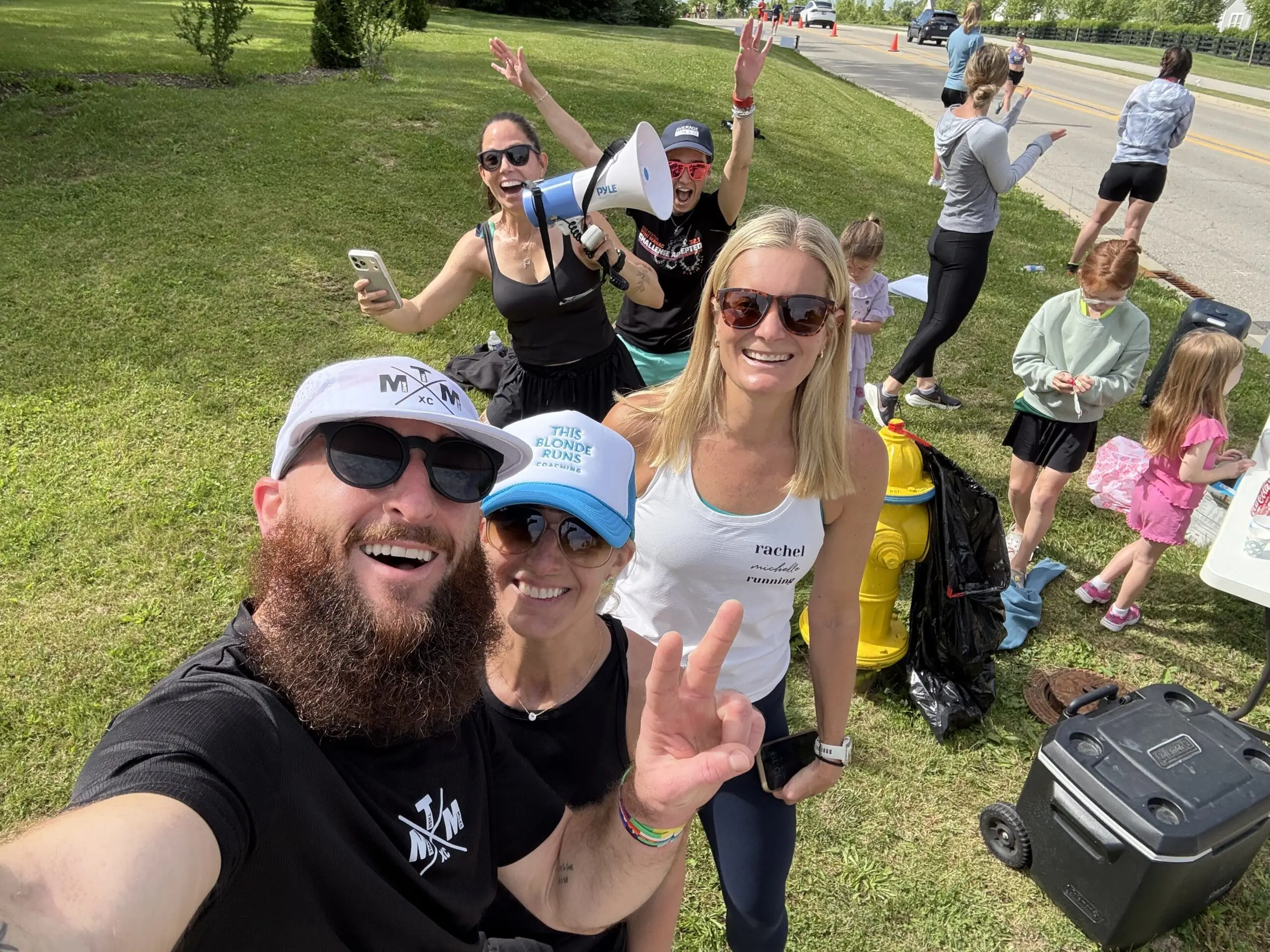 Bryan and friends supporting runners Bryan and friends supporting runners
