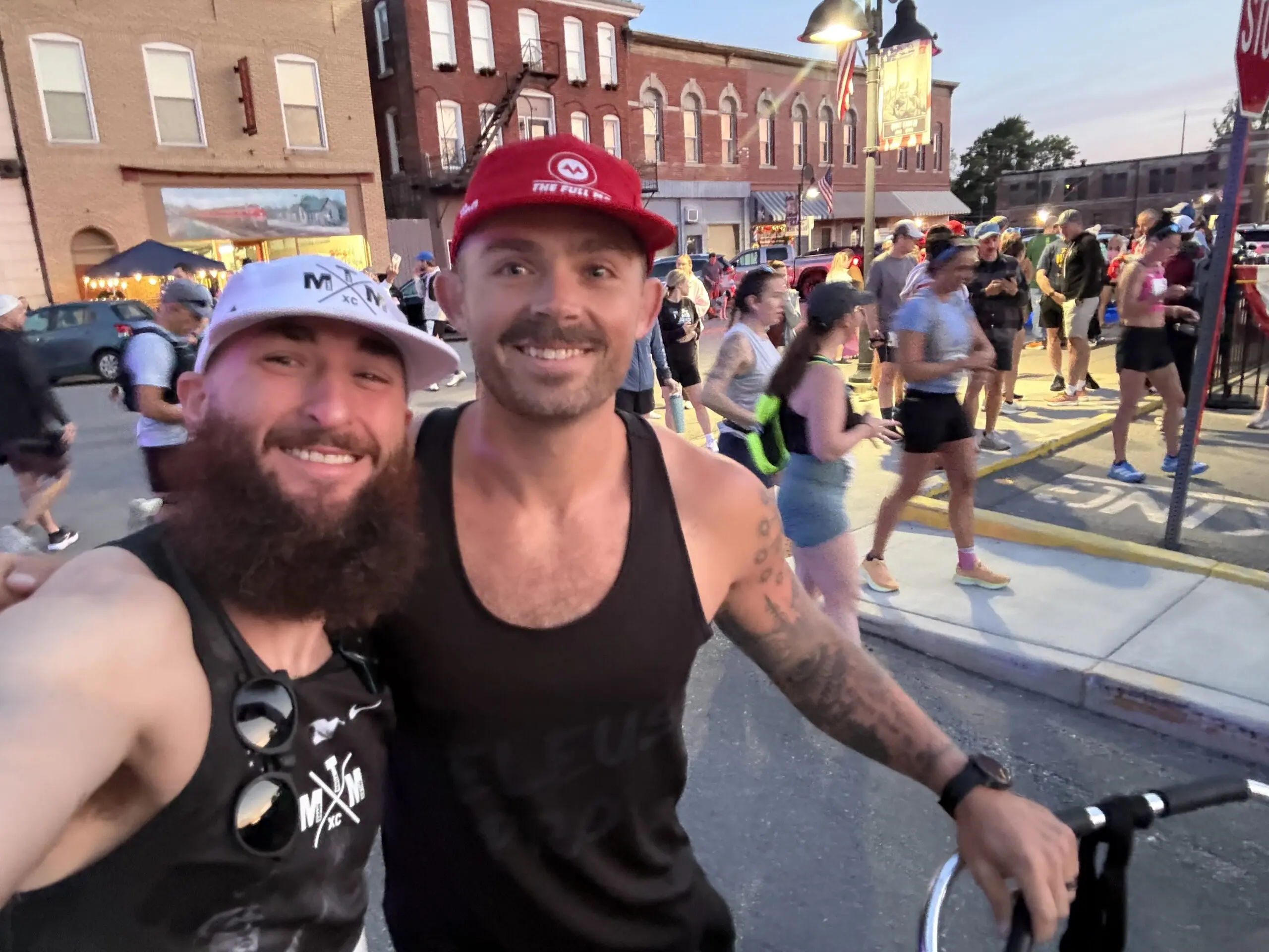 Twwo athletes take selfie Twwo athletes take selfie